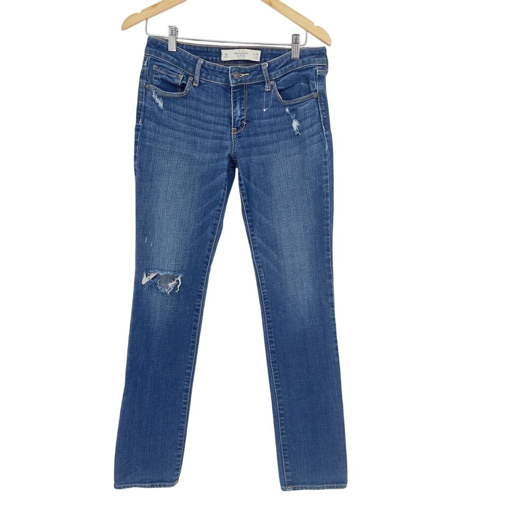 Abercrombie Fitch Womens Jeans Size 6R Blue‎ Distressed Skinny Fit